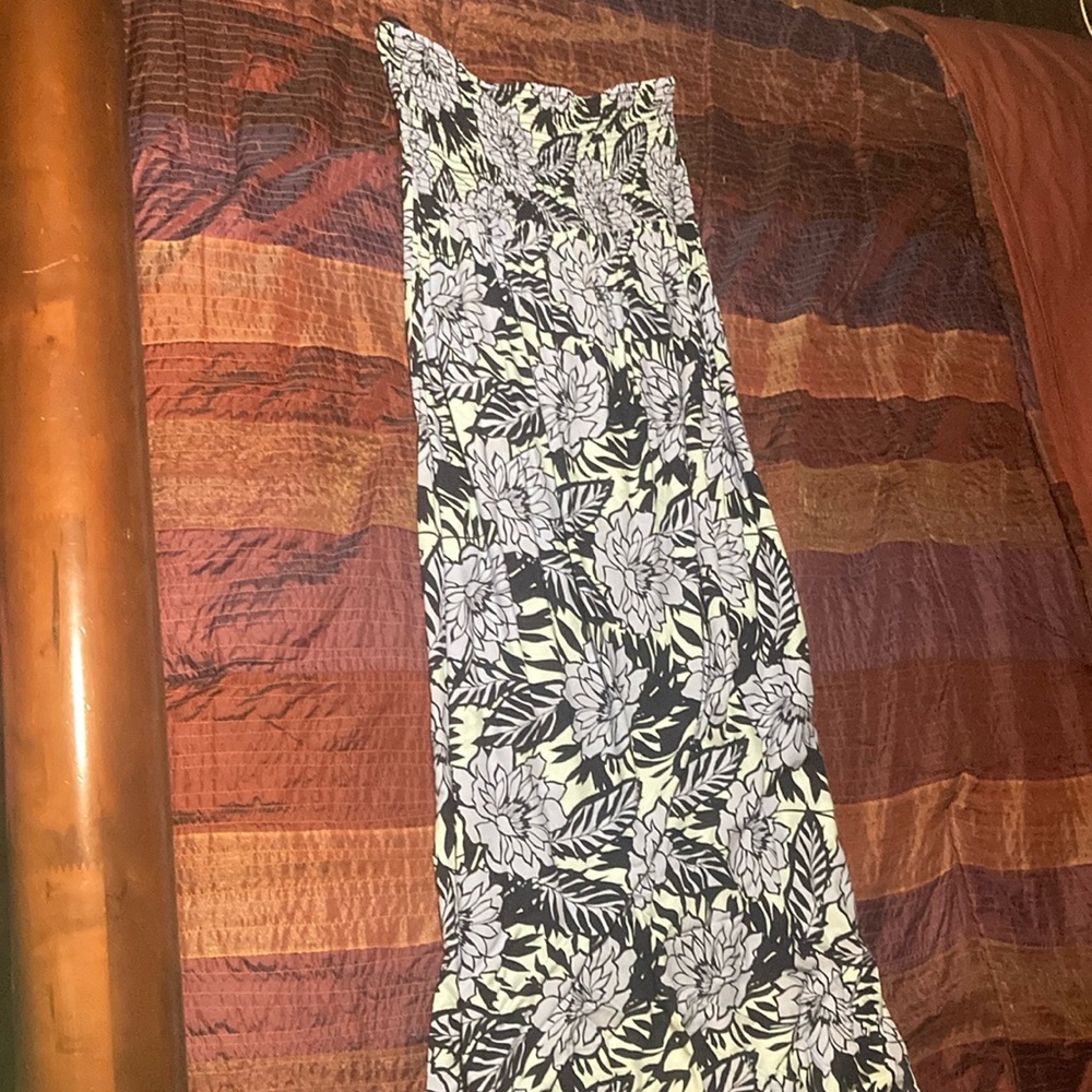 Floral Navy Women's Strapless Dress